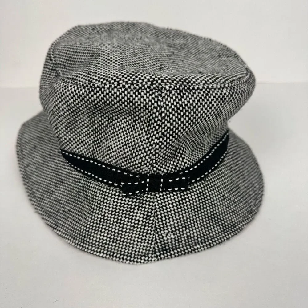 Nine West Nine & Co Women's Bucket Hat Black & White Tweed with Grosgrain Ribbon